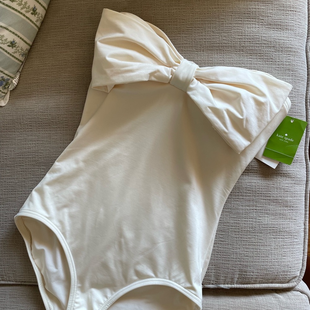 Kate Spade Cream Bow Strapless Swimsuit